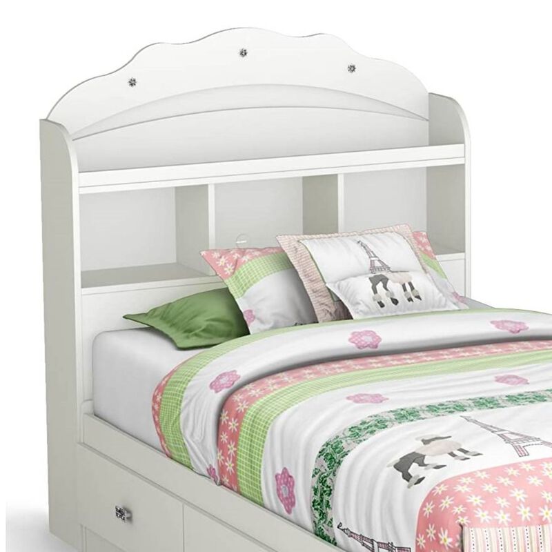 Hivvago Twin size Bookcase Headboard in White Wood Finish