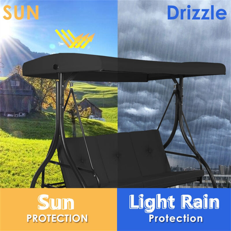 Adjustable Canopy 3-Person Swing Chair with Reclining Hammock Seat