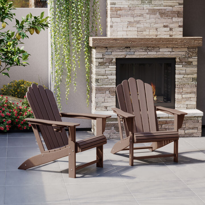 WestinTrends Outdoor Patio HDPE Adirondack Chairs With Cup Holders (Set of 2)