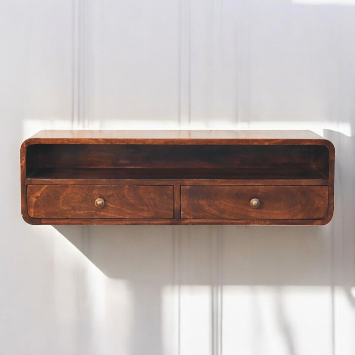 Artisan Furniture Solid Wood Floating California Walnut Open Console