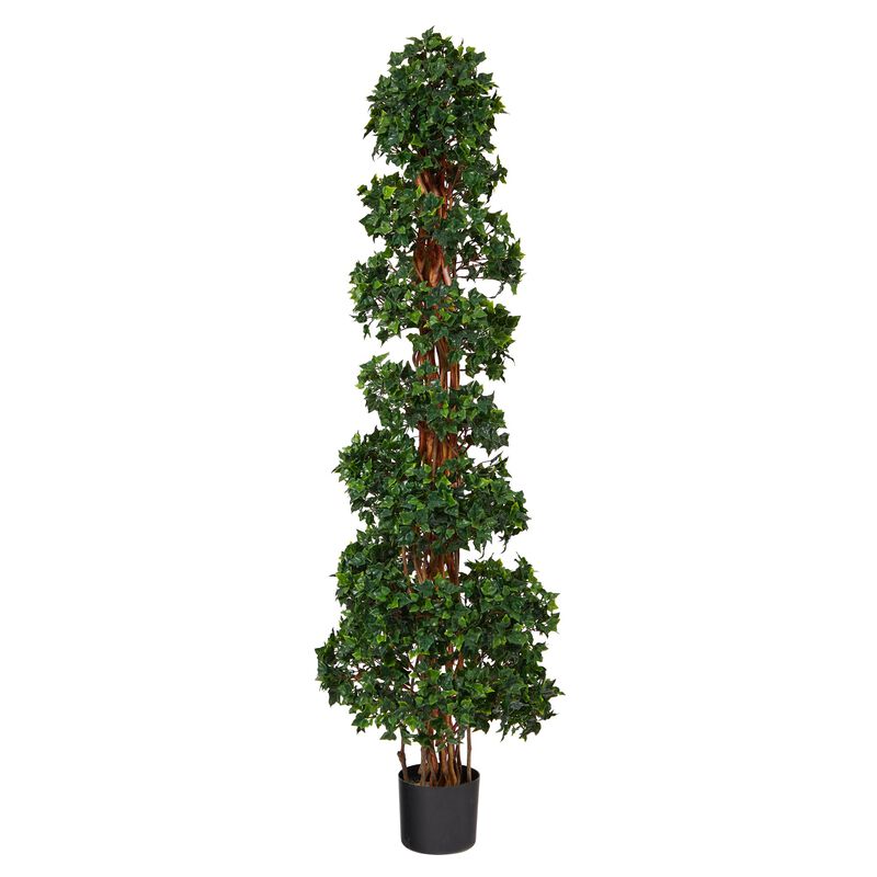Hivvago 5.5 Feet English Ivy Topiary Spiral Artificial Tree UV Resistant (Indoor/Outdoor)