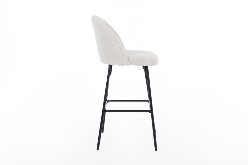 NILSSON Set of 2 Bar Stools in Metal and Velvet