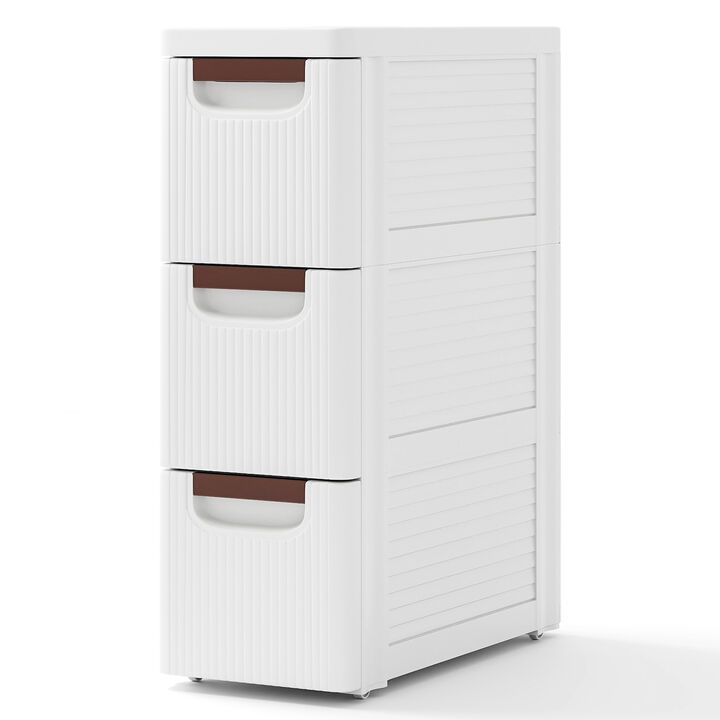 Drawer Rolling Organizer Unit Narrow Storage Cabinet with Built-In Wheels for Small Space