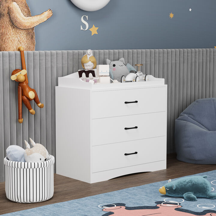 FUFU&GAGA 3-Drawer Dresser with Spacious Storage, Durable Construction, Modern Design, (35.4" W x 19.2" D x 35.4" H), White