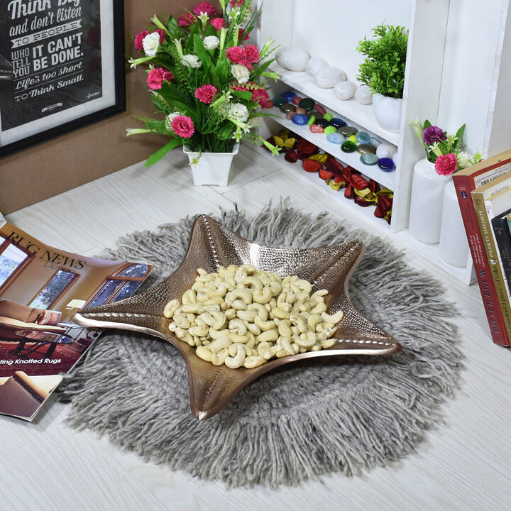 Handmade Decorative Silver Color Coated 14.17 x 14.17 x 1.18 Inches Aluminium Tray 036AB BBH Home's