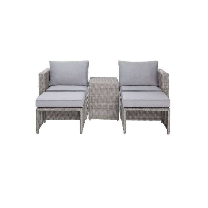 5pc Chairs with Table and Stools Outdoor Patio Set - 30" - Gray