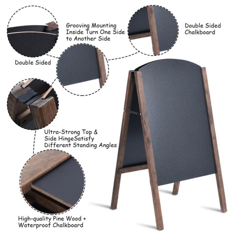 Hivvago 40 Inch Wood A-Frame Sidewalk Wedding Signage Chalkboard