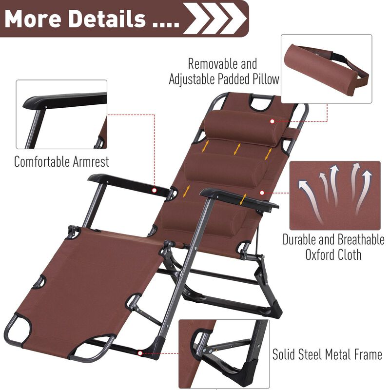 Outdoor Relaxation Station: Folding Lounger with Head Pillow