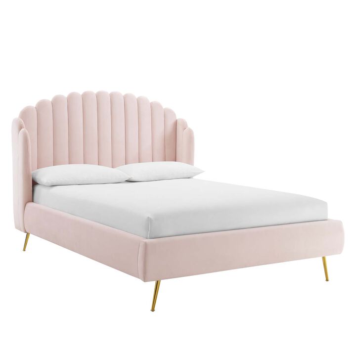 Modway - Lana Queen Performance Velvet Wingback Platform Bed