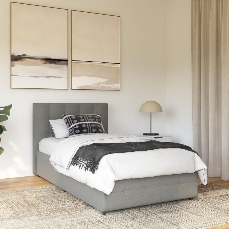 Ryder Gray Linen Upholstered Bed with Storage
