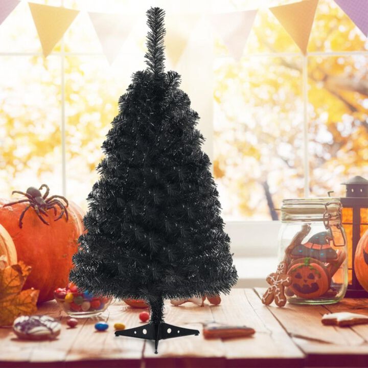 Hivvago 36 Inch Unlit Artificial Christmas Mini Tree with Plastic Stand