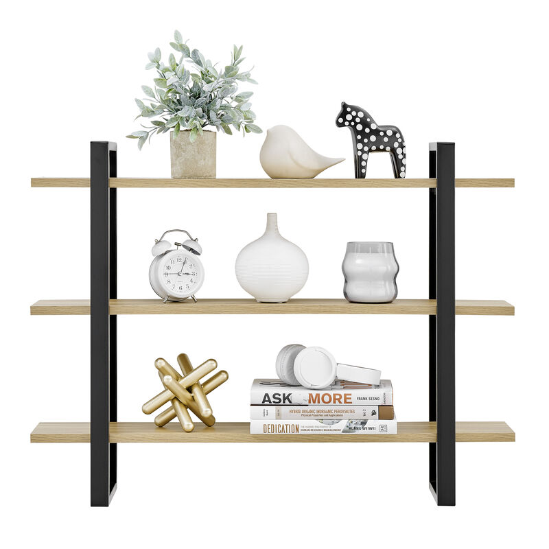 Rio Three Tier Modular Floating Bracket Wall Shelf - Chestnut