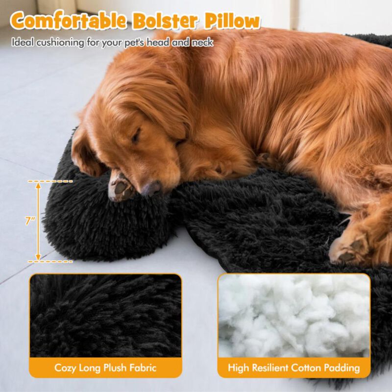 Hivvago Plush Calming Dog Couch Bed with Anti-Slip Bottom