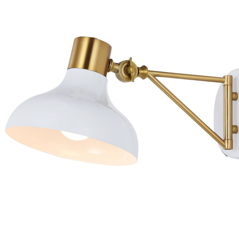 Lynn Swing Arm Modern Midcentury Iron USB Charging Port LED Sconce