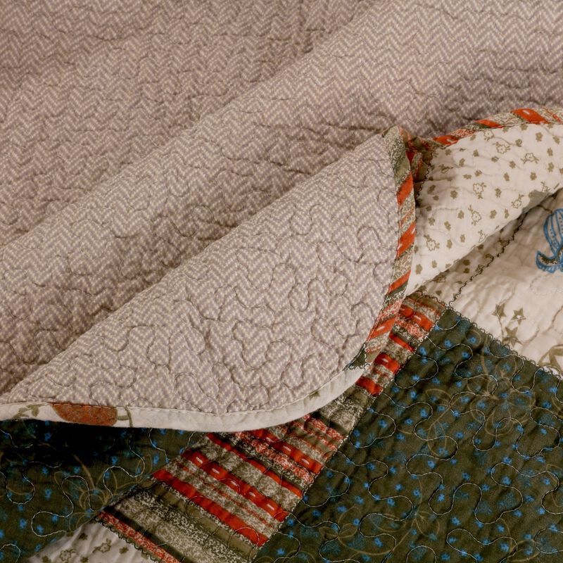 50 x 60 Cotton Quilted Throw Blanket with Fill, Wild Flowers, Multicolor-Benzara