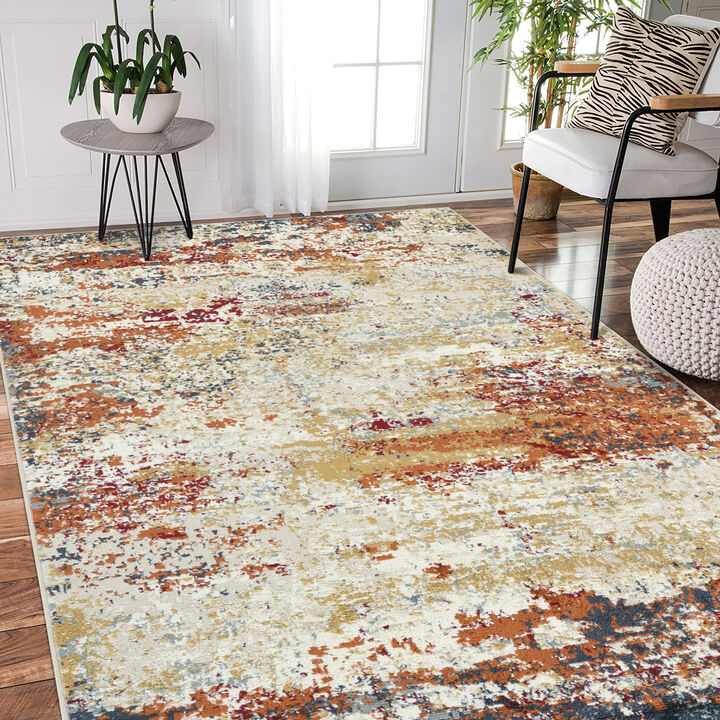 Allure Bastia Orange Abstract Area Rug