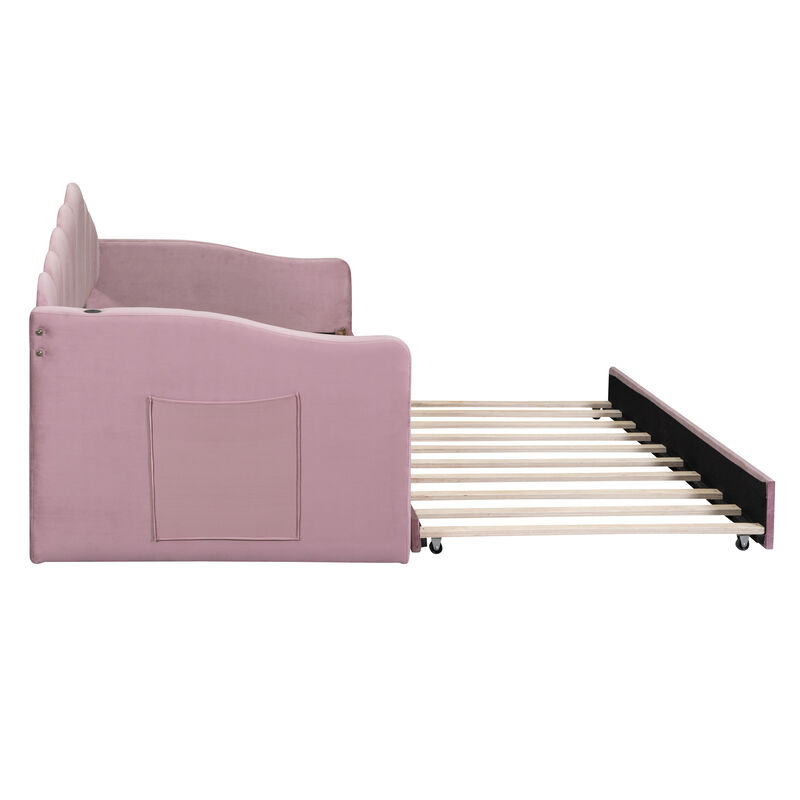 Merax Upholstered Daybed Bed Frame with Trundle