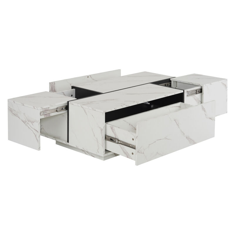 Merax Rectangular Sliding Top Coffee Table with 2 Drawers