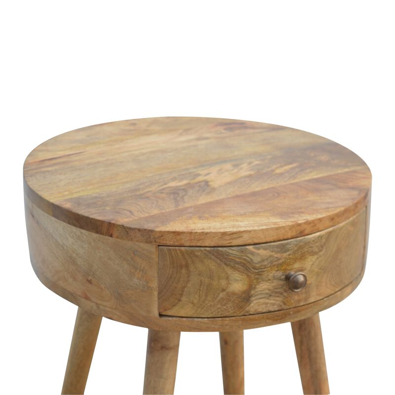 Artisan Furniture Solid Wood Nordic Circular Shaped nightstand