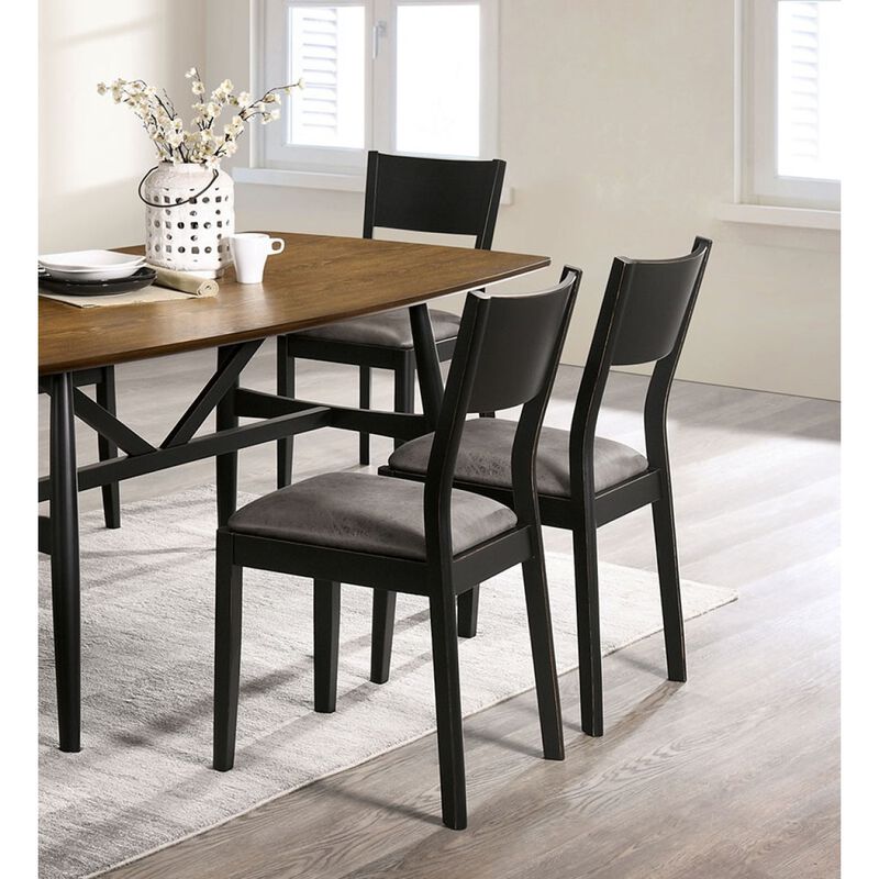 Modern Black & Gray Side Chairs Set of 2 Dining Room Furniture