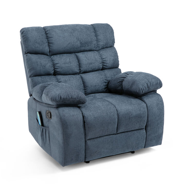 Elegant Pillow Tufted Massage Recliner with Remote Control