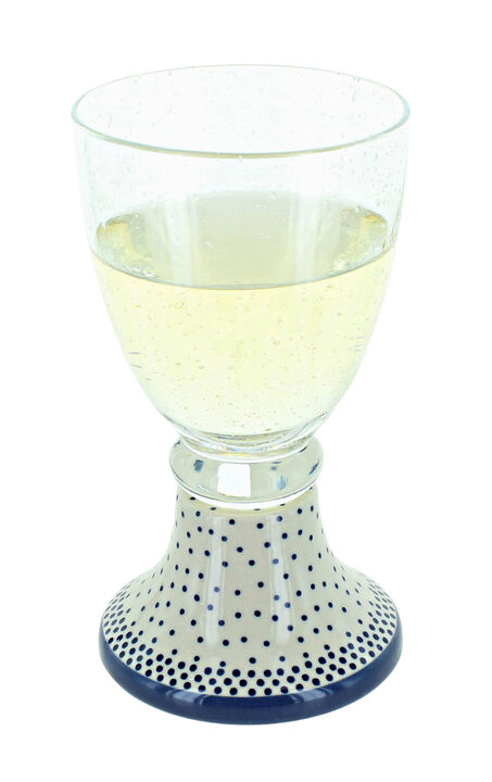 Blue Rose Polish Pottery Dots Wine Glass