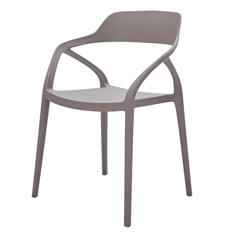 Geni 23 Inch Side Dining Chair Set of 4, Indoor Outdoor, Gray Finish - Benzara