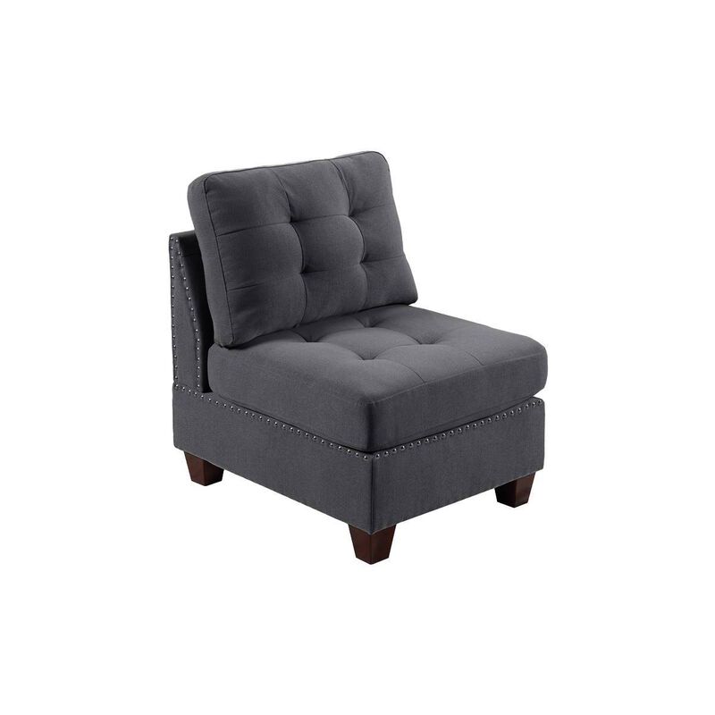 Modular 6 Piece Sectional Set with Ottoman - Linen Fabric