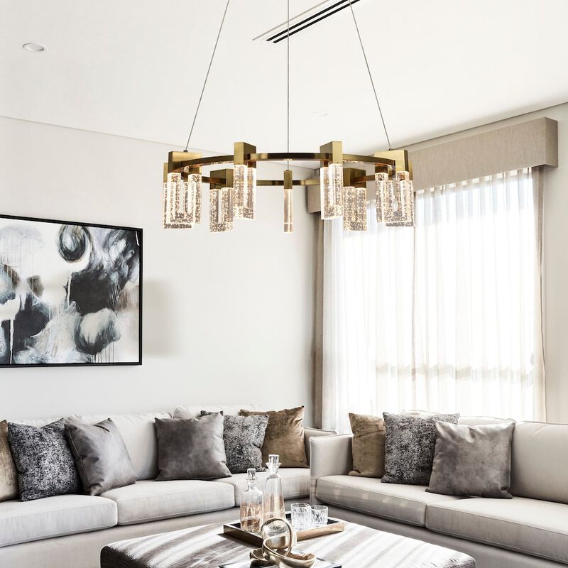 VONN Lighting 9-Light Pendant Lighting Height Adjustable Integrated LED Circular Chandelier