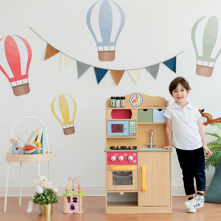 Teamson Kids - Little Chef Florence Classic Play Kitchen - Wood Grain