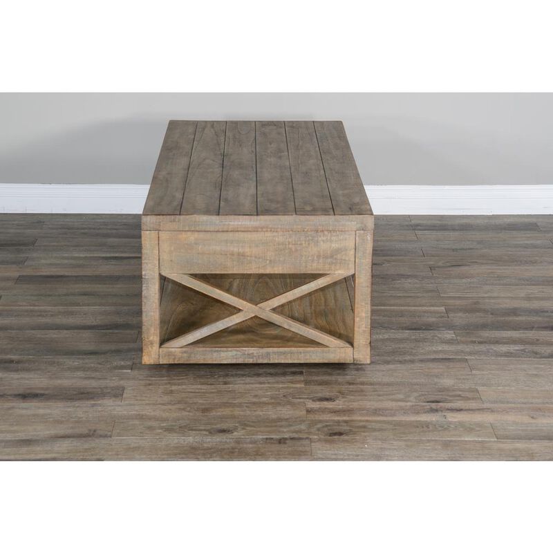 Sunny Designs Durango 48 Coastal Wood Cocktail Table in Weathered Brown
