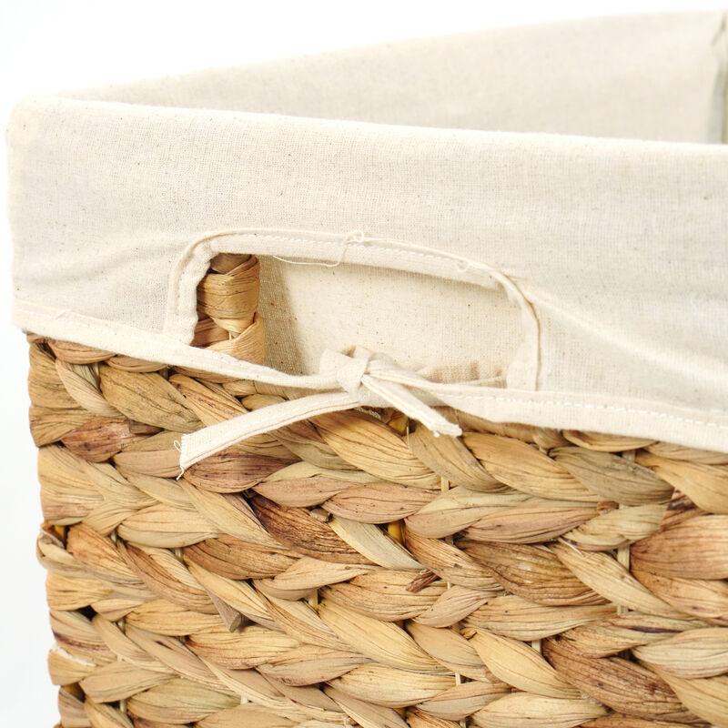 Handmade Rectangular Water Hyacinth Wicker Laundry Hamper with Lid Natural, Medium