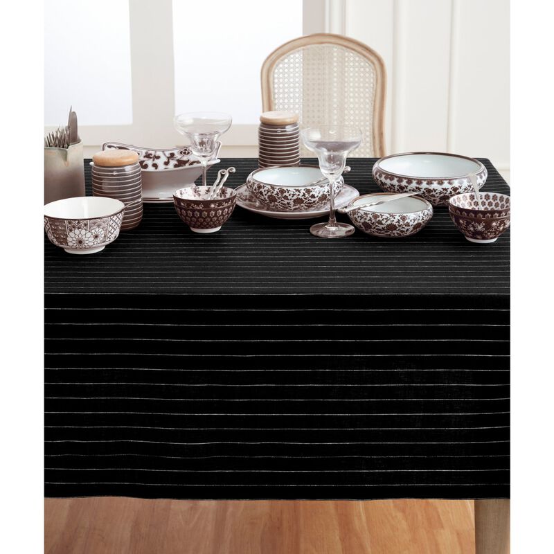 Solino Home 100% Pure Linen Tablecloth | Pinstripe