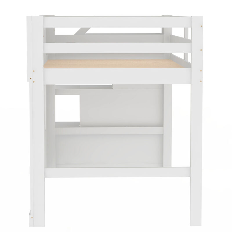 Merax Loft Bed with Storage Staircase and Window