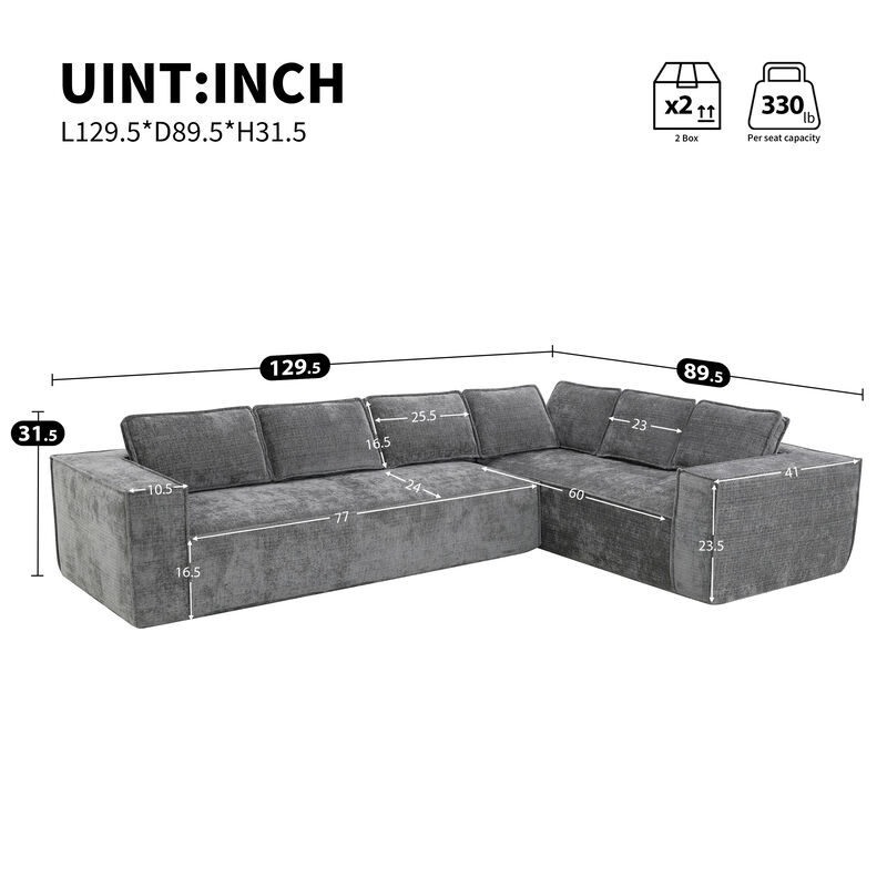 Merax Modern L-Shaped Cloud Sofa Set for Living Room