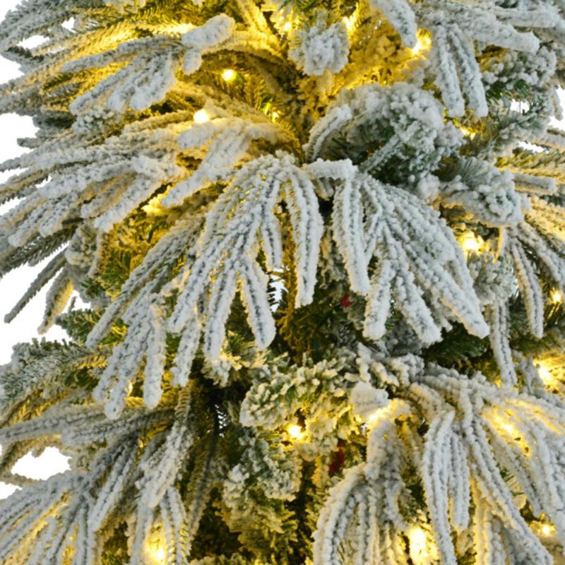 Pre-Lit Spruce Snow-Flocked Christmas Tree Full & Festive Holiday Décor with LED Lights