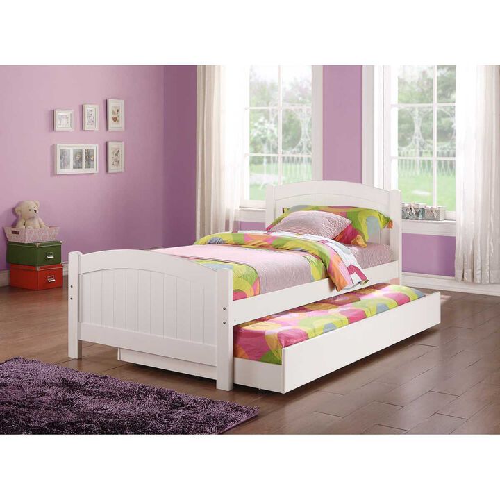Twin Size Bed with Trundle Slats Pine Plywood Kids Youth Bedroom Furniture