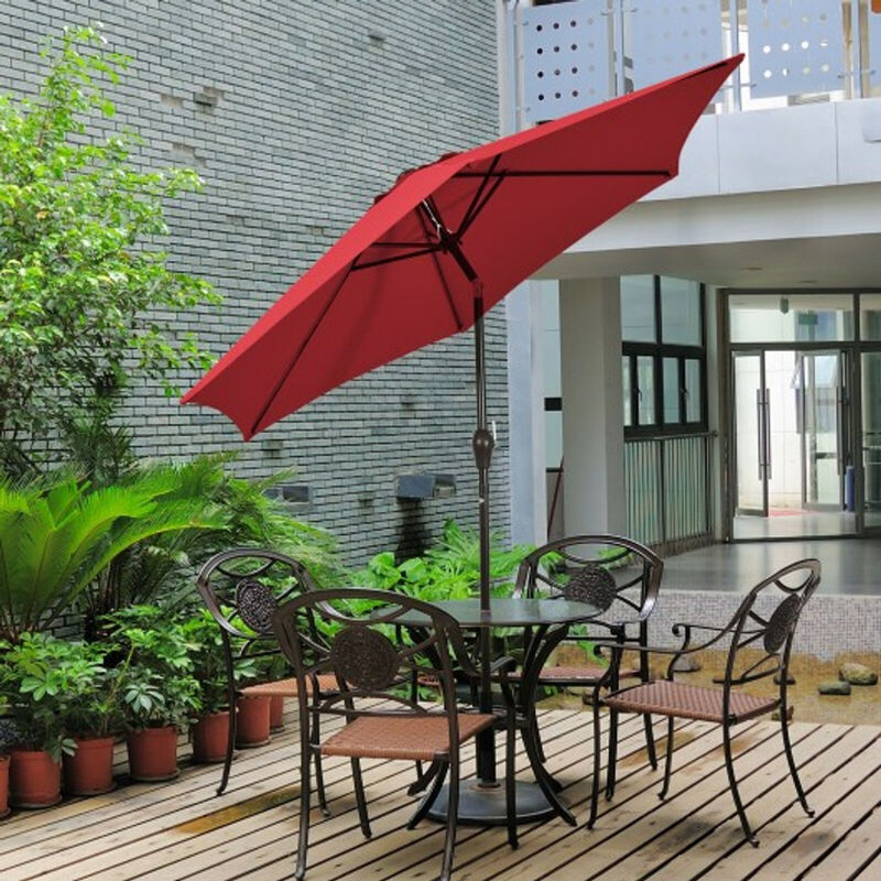 10 ft Outdoor Market Patio Table Umbrella Push Button Tilt Crank Lift