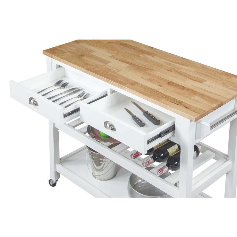 Convenience Concepts American Heritage 3 Tier Butcher Block Kitchen Cart with Drawers