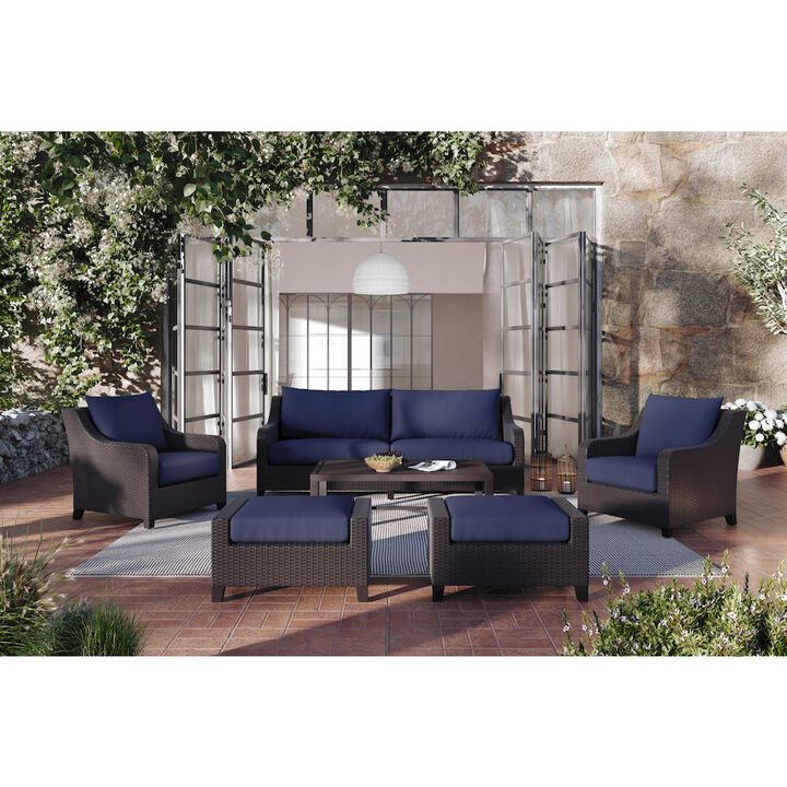 New Classic Furniture Skye 2 Pc Sofa And Slat Top Coffee Table Set-Blue
