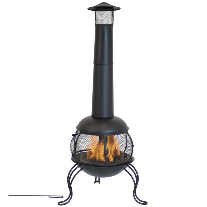 Hivvago Black Steel Chimenea Wood Burning Fire Pit