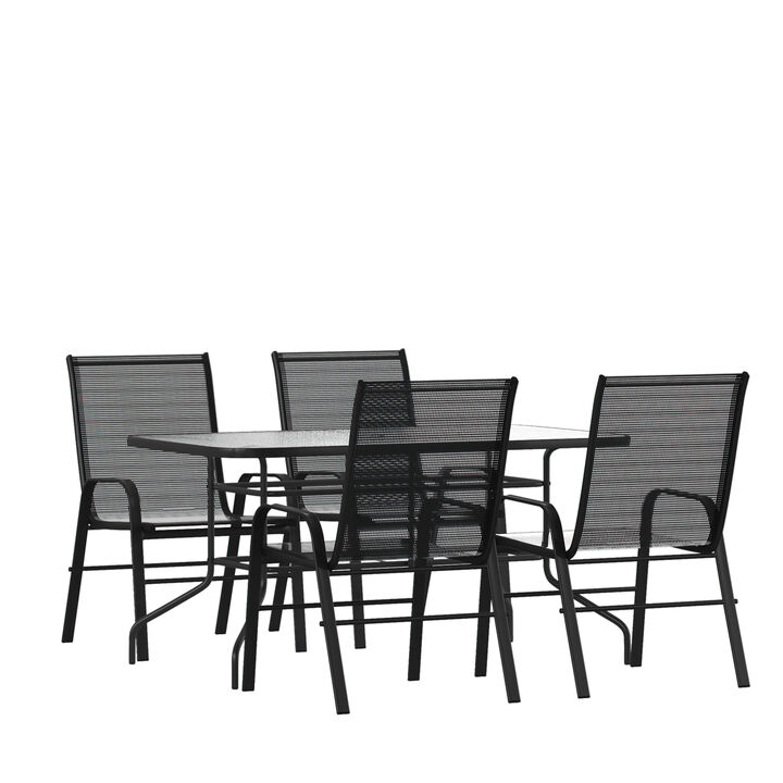 Flash Furniture 4 Flex Comfort Stack Chairs, 5 Piece Set, Brown