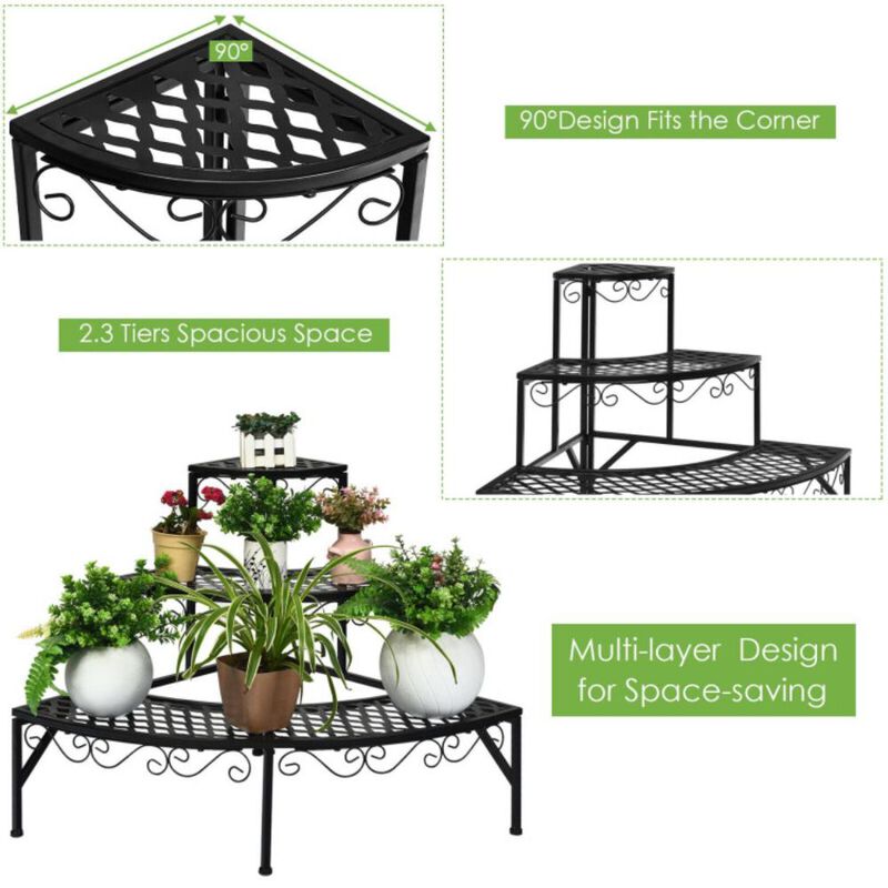 Hivvago 3 Tier Metal Corner Plant Display Rack