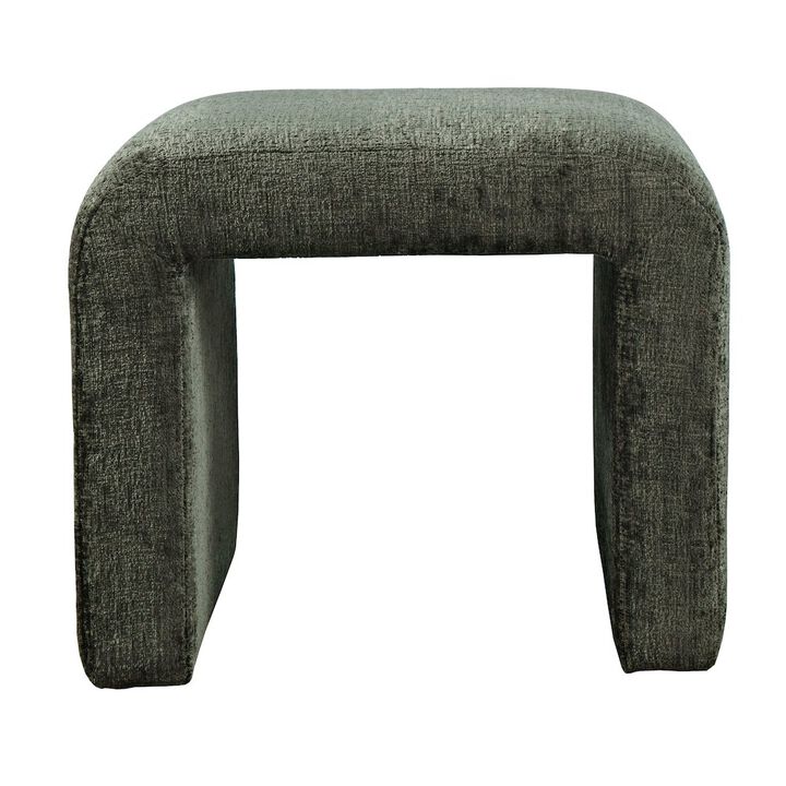 Jofran Curved Upholstered Waterfall Jacquard Petite Ottoman Bench - Set of 2
