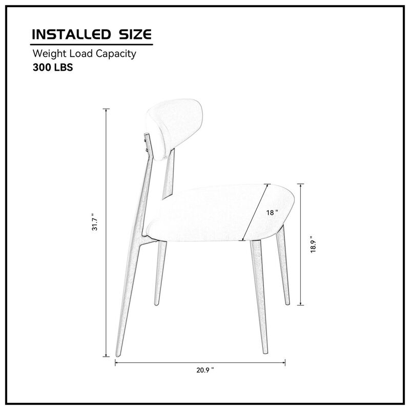 Dining Chairs Set of 4, Curved Backrest Round Upholstered And Metal Frame, Grey