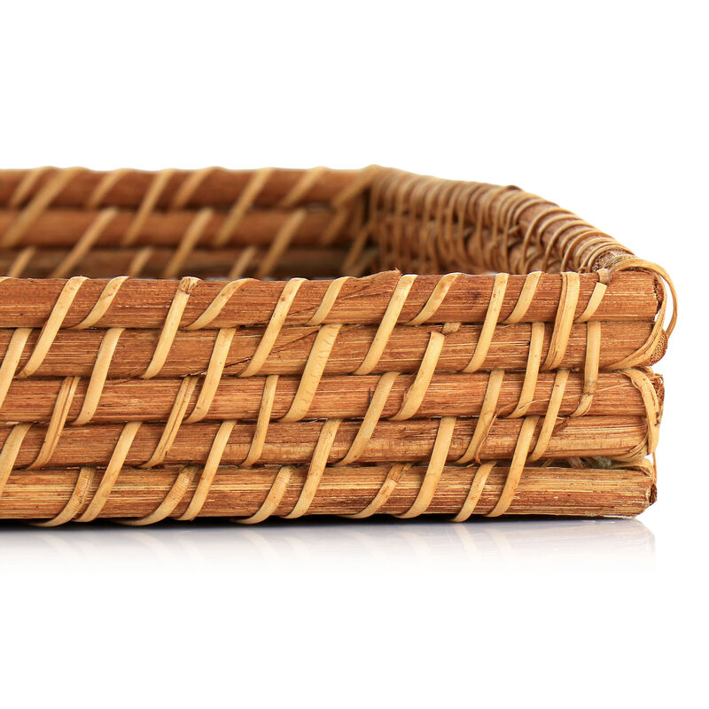 Martha Stewart 16 Inch Rattan Woven Serving Tray in Brown