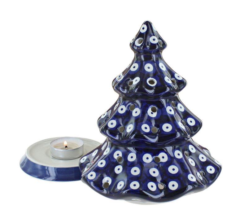 Blue Rose Polish Pottery Small Dots Tree Luminary