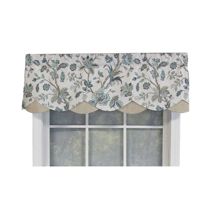 RLF Home Gianna Petticoat Valance White. 3"Rod Pocket, Contrast Bottom fabric. 50"W x 15"L