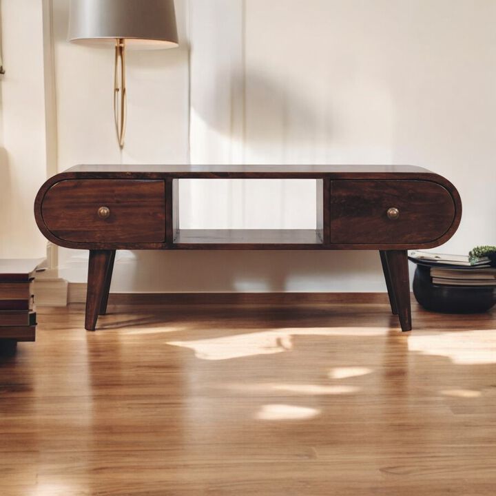 Artisan Furniture Solid Wood California Walnut Circular TV Unit