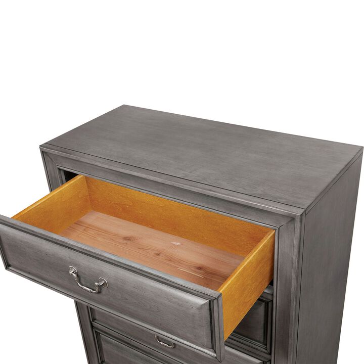 Transitional Wood Nightstand With Night Light, Gray-Benzara